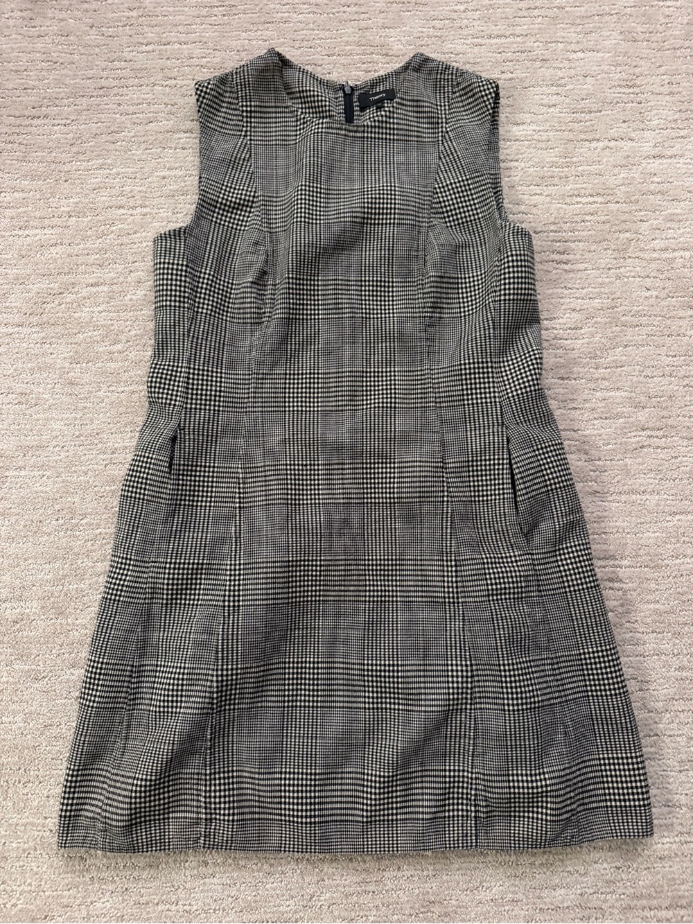 THEORY Adraya Black & White Plaid Shift Dress Wool 10